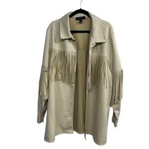 Western Boho Fringe Shacket Forever 21+ Faux Suede Coastal Cowgirl Size 3X